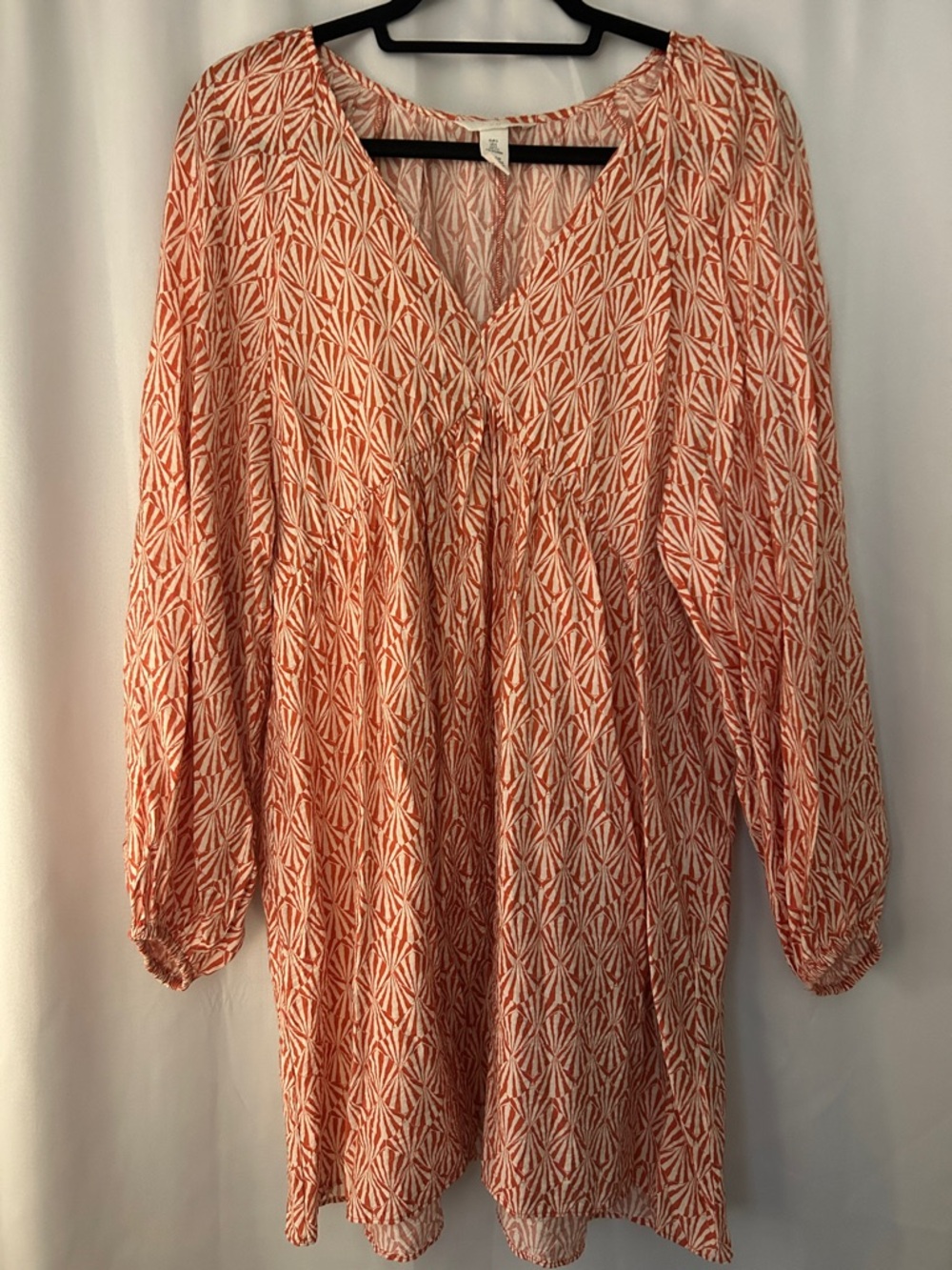 H&M Women’s Mini Dress Long Sleeve Orange Cream Small